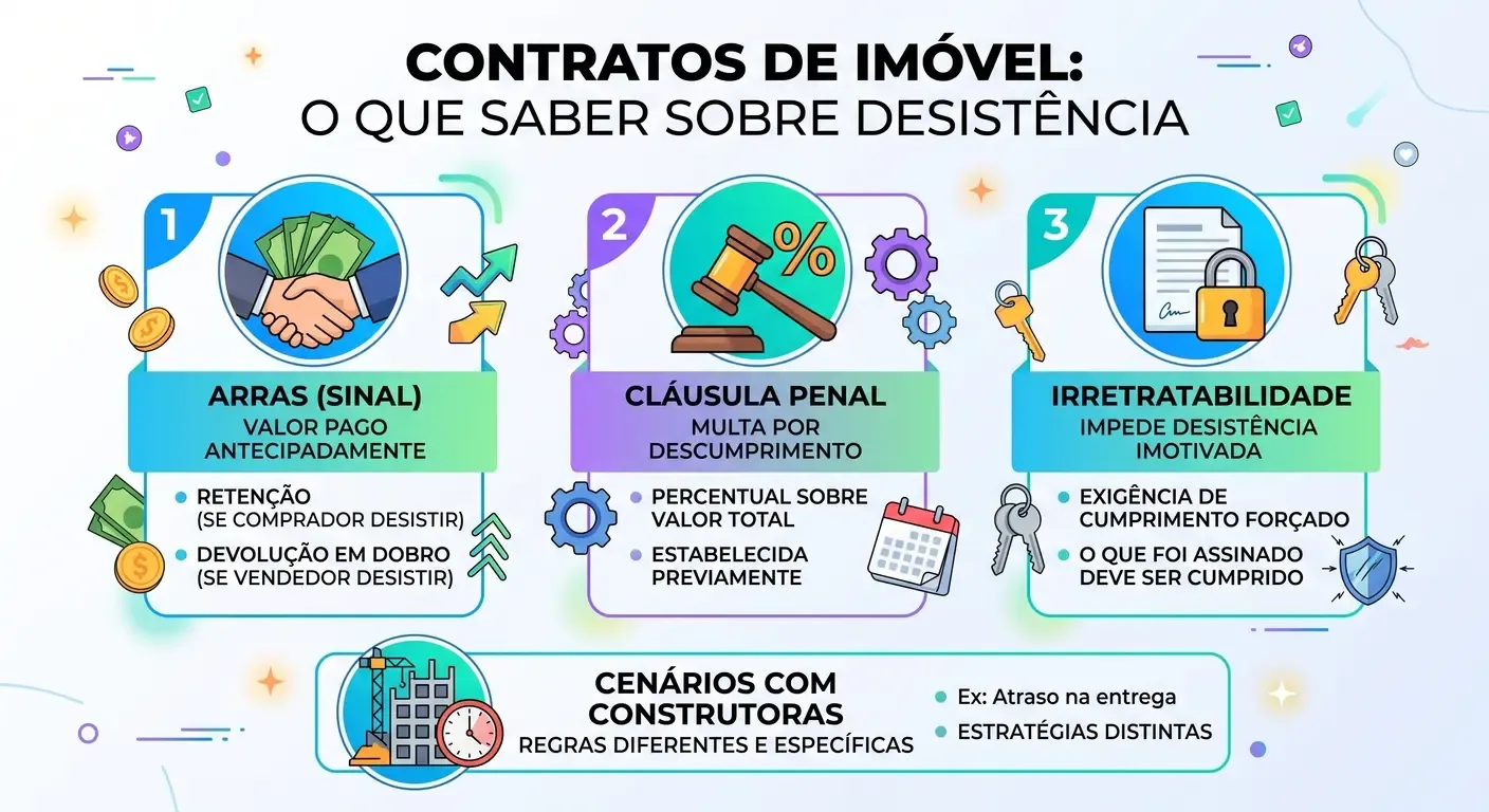 Ilustração sobre contratos de imóvel e desistência, incluindo o vendedor desistiu da venda do imóvel. O que fazer quando o vendedor desistiu da venda do imóvel depois de assinar o contrato?